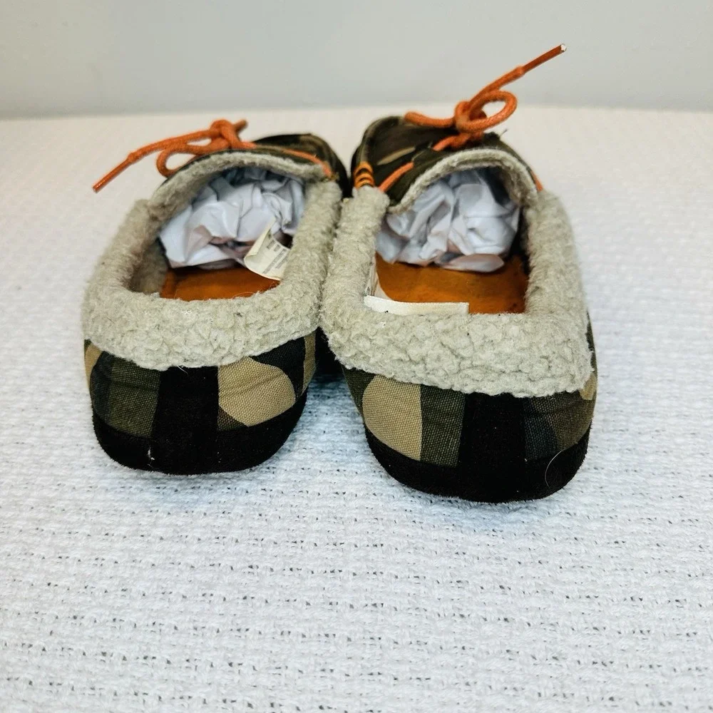 Kids Camo Slippers Moccasin Green Faux Fur Slippers Youth Soft Cozy Size‎ 4/5